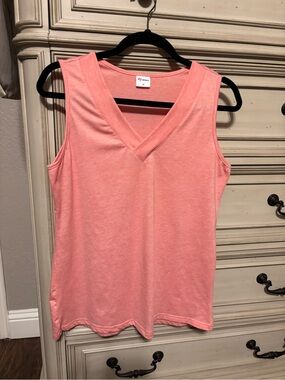 V-Neck Sleeveless Tank Top in Coral Pink